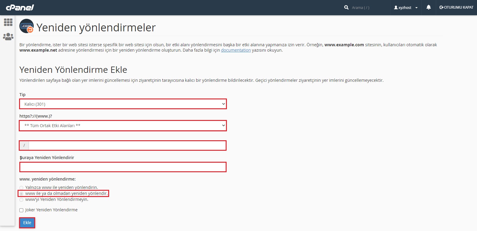 cPanel Üzerinden Domain Yönlendirme 2