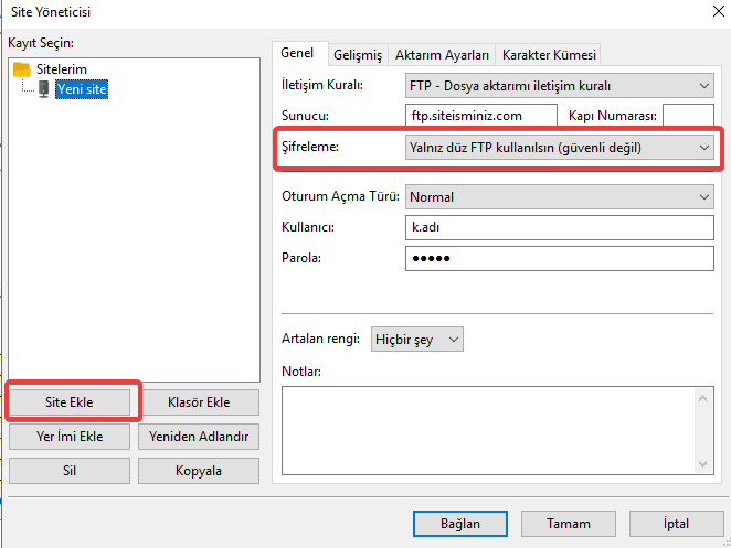 Filezilla Klasör Listesi Alınamadı Çözümü 2