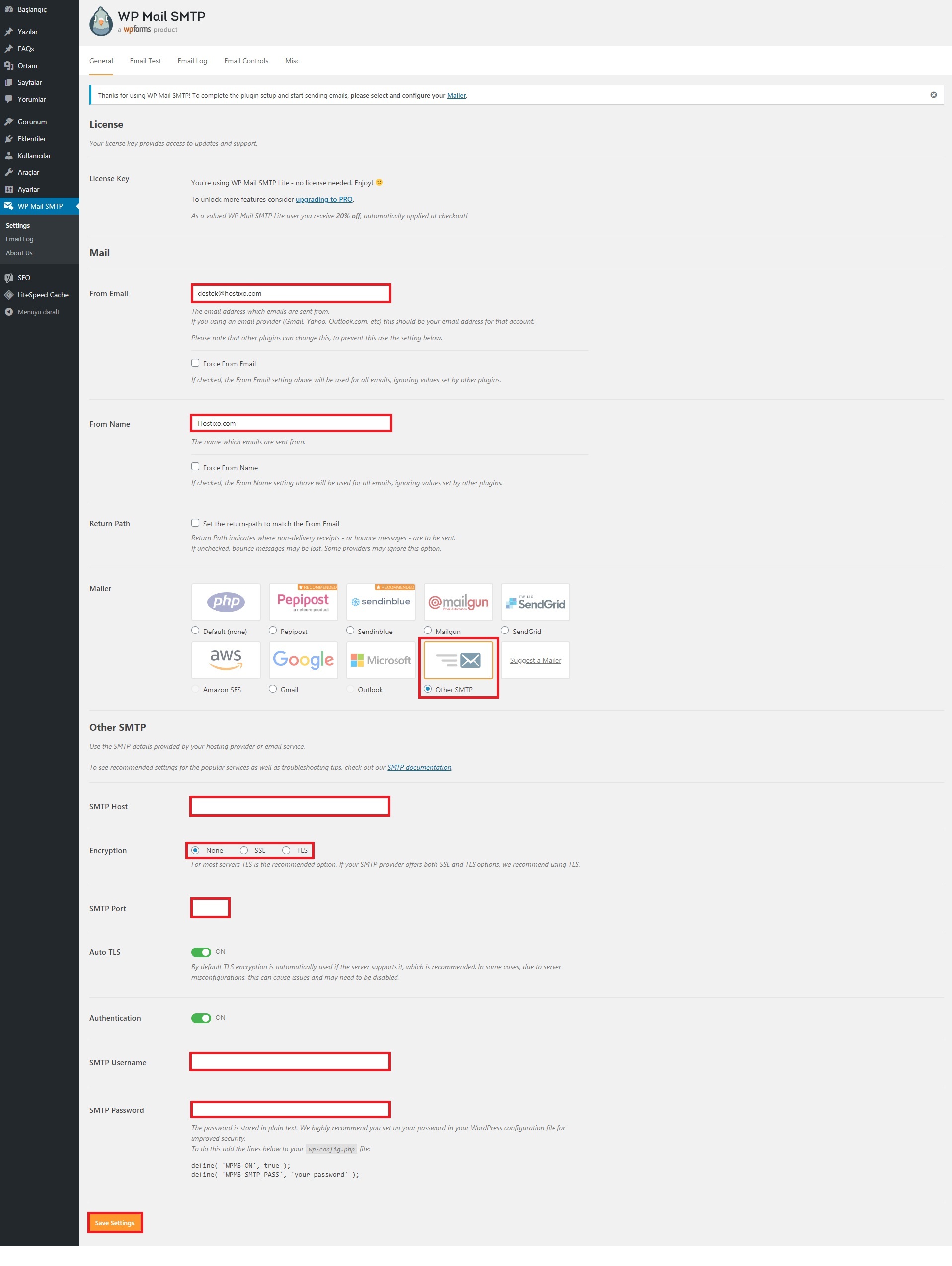 WP Mail SMTP by WPForms Eklentisi Kurulumu Ayarları - 2 Yöntem 2023 10 WP Mail SMTP by WPForms 9