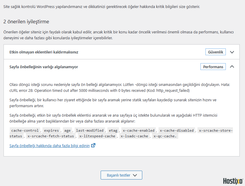 Sayfa önbelleği algılanmadı ve sunucu yanıt süresi yavaş